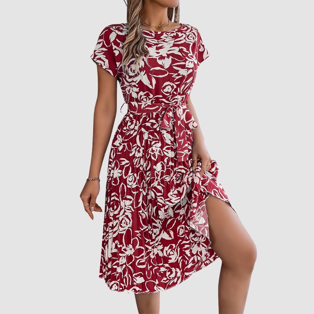Rosie™ Elegant Floral Pleated Dress