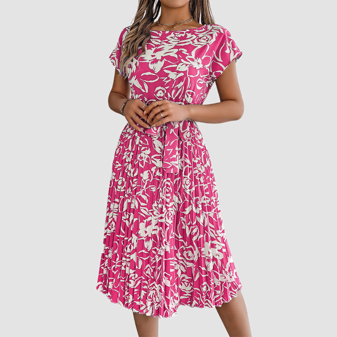 Rosie™ Elegant Floral Pleated Dress