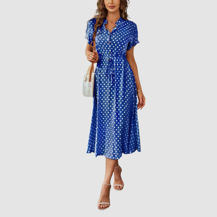 Kristen™ Elegant Polka Dot Midi Dress