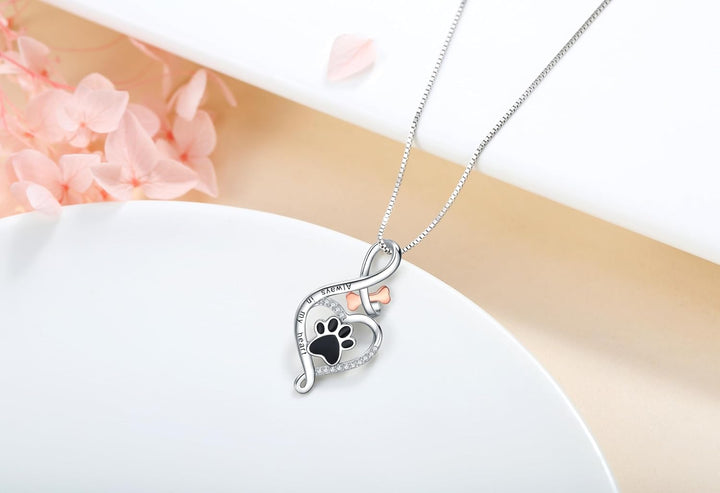 Heartfelt Paw Necklace with Infinity Charm