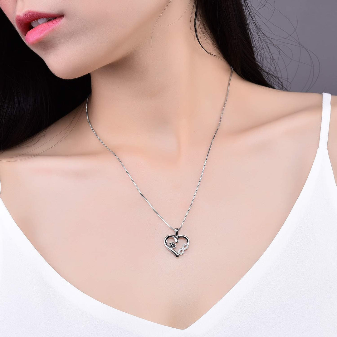 Paw and Heart Necklace with Infinity Charm