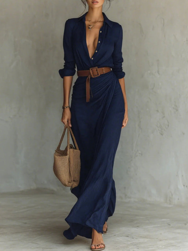 Gwen™ Elegant Casual Shirt Dress + FREE Belt