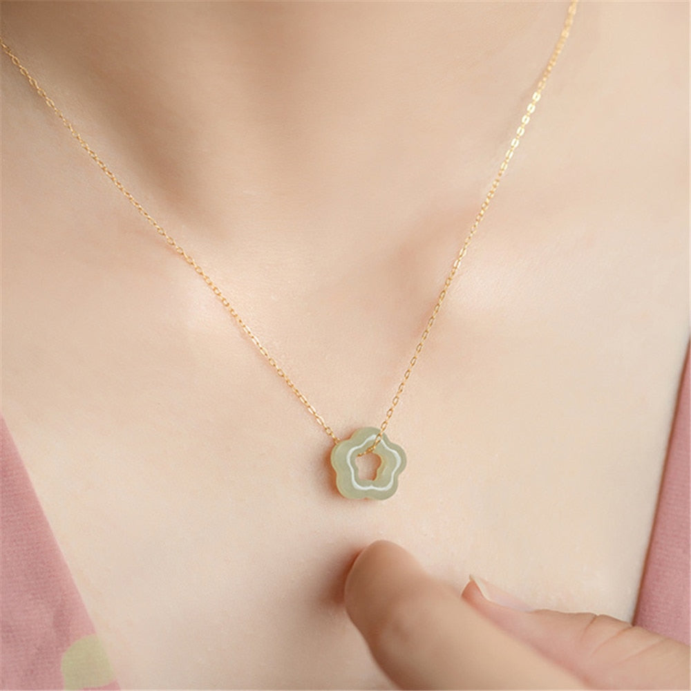 Green Jade Flower Necklace
