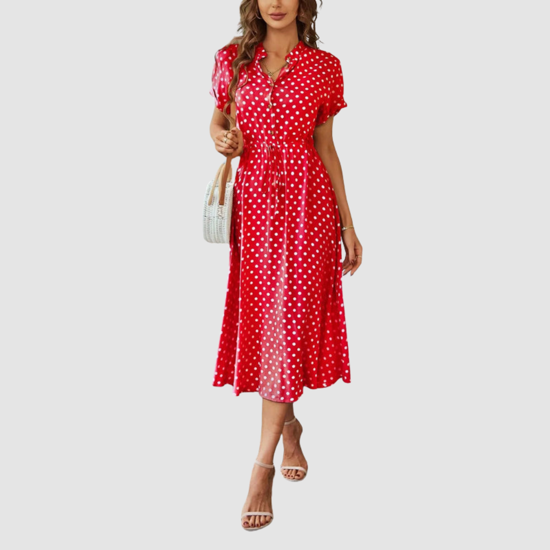 Kristen™ Elegant Polka Dot Midi Dress