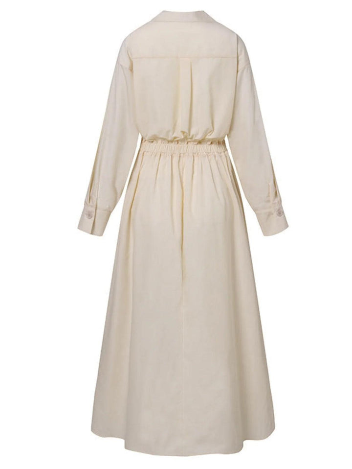 Elsie™ Elegant Button Lapel Midi Dress