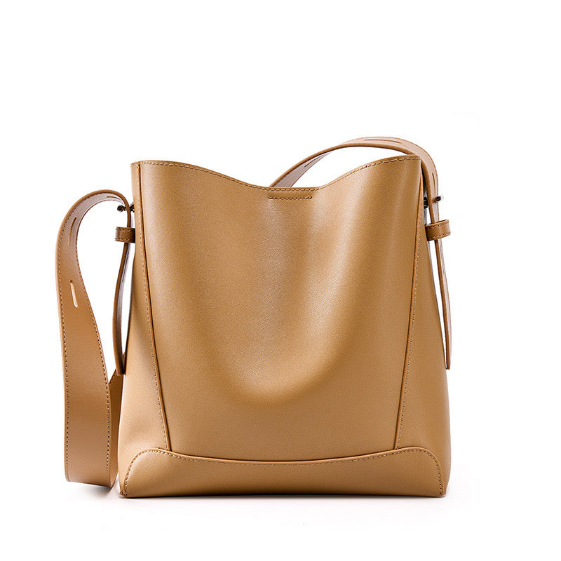 Genuine Leather Crossbody & Shoulder Oversized Bucket Bag