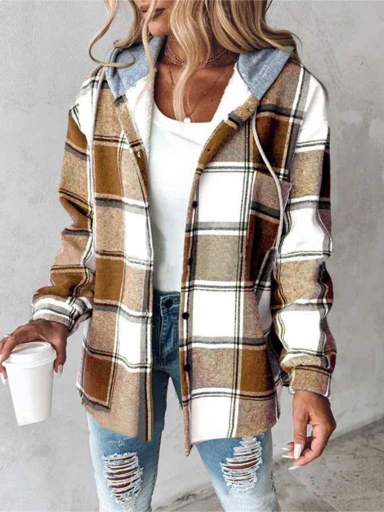 CAMDEN PLAID HOODED SHACKET