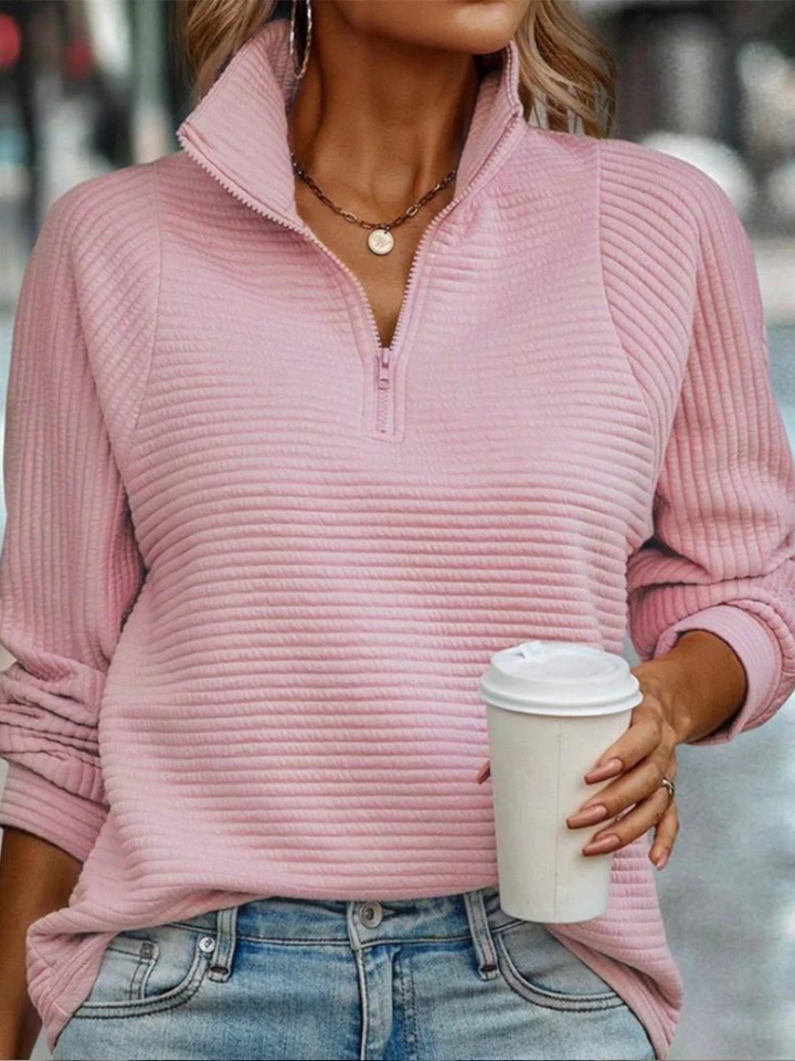 JANITA RIBBED HALF-ZIP SWEATER