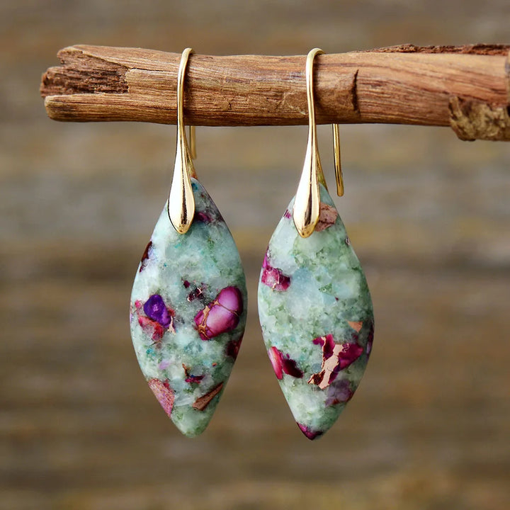 Fuchsite Jasper Drop Stone Earrings